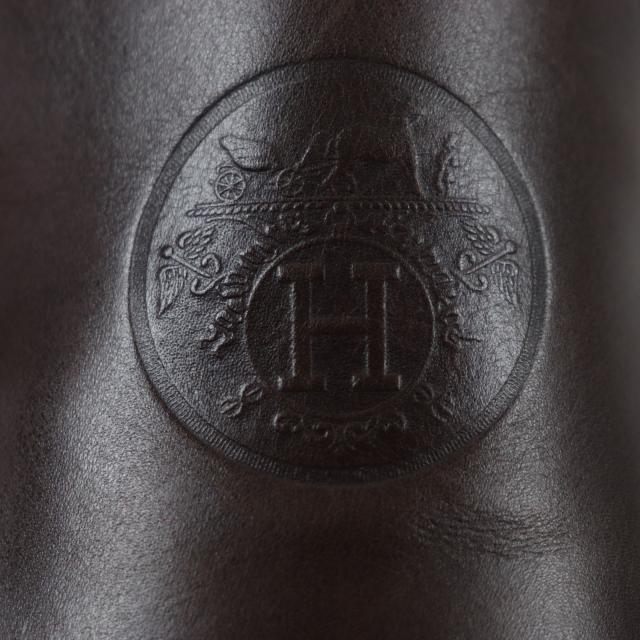 極美品▽HERMES エルメス ロゴ入り スクエアトゥ レザーシューズ