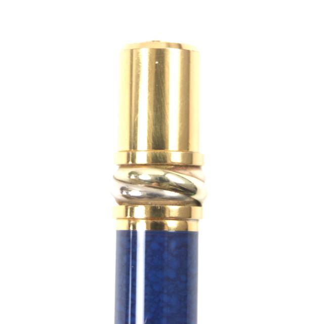 良品▼Cartier カルティエ マストトリニティ 希少 マーブル柄 ロゴ刻印入り ツイスト式 ボールペン ネイビー ゴールド フランス製 メンズ_4