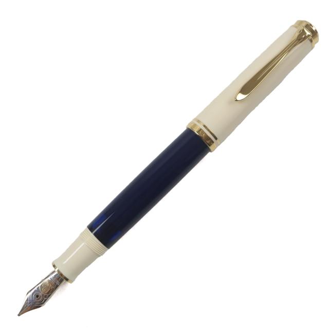 極美品▼PERIKAN ペリカン スペシャルエディション スーベレーン M800 18K Bニブ 万年筆 ネイビー クリーム ゴールド ドイツ製 メンズ