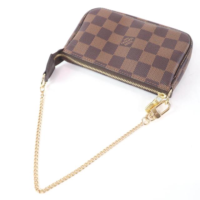 極美品☆LOUIS VUITTON ルイヴィトン N58009 ミニ・ポシェット・アクセソワール ダミエ・エベヌ ブラウン フランス製 レディース_3