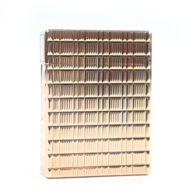 外装極美品□Dupont デュポン ライン1 ショート ブロックチェック ローラー式 ガスライター 喫煙具 ゴールド フランス製 メンズ 着火不可_1