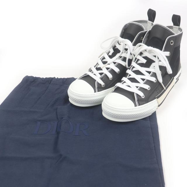 美品□DIOR ディオール オム B23 ロゴ入り ハイトップ ハイカットスニーカー ブラック 41.5 保存袋付き イタリア製 正規品 メンズ_1