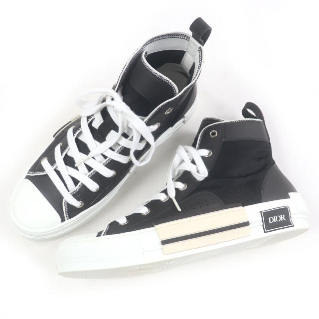 美品□DIOR ディオール オム B23 ロゴ入り ハイトップ ハイカットスニーカー ブラック 41.5 保存袋付き イタリア製 正規品 メンズ_3