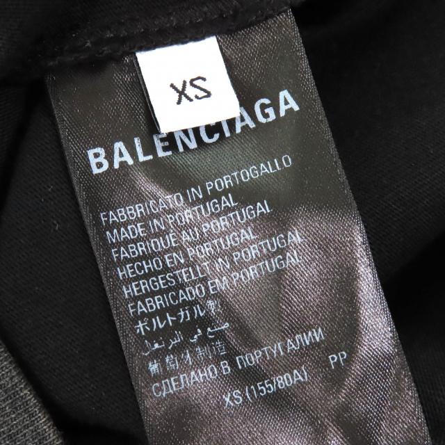 極美品△BALENCIAGA バレンシアガ 2022年製 612964 コットン100％ USED加工 クルーネック 半袖Ｔシャツ ブラック系 XS 正規品 レディース_6