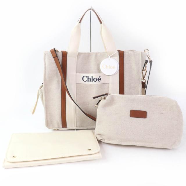 未使用品☆Chloe クロエ C90406 コットンキャンバス Baby Chaging Bag マザーズバッグ 2WAY ショルダー トートバッグ ベージュ Chloé トートバッグ ベージュ キャンバス 未使用品☆Chloe クロエ