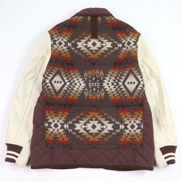 極美品○JUNYA WATANABE MAN PENDLETO 22AW WJ-J019 Wネーム ネイティブパターン バーシティジャケット スタジャン S 正規品 メンズ_3