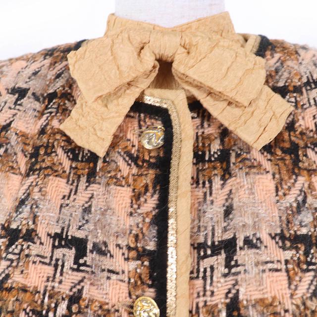良品☆CHANEL シャネル ヴィンテージ ツイードジャケット・長袖トップス・スカート 3点セット セットアップ ブラウン系 レディース_6