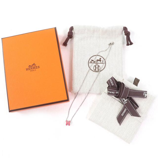 極美品△HERMES エルメス Mini Pop H pendant ミニポップ H ペンダント ネックレス ピンク シルバー 箱・保存袋付 フランス製 レディース_1