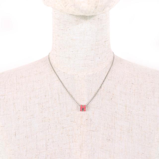 極美品△HERMES エルメス Mini Pop H pendant ミニポップ H ペンダント ネックレス ピンク シルバー 箱・保存袋付 フランス製 レディース_3