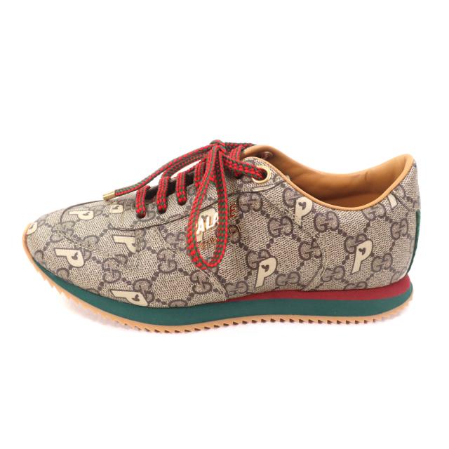 未使用品★GUCCI Palace グッチ パレス 727940 GGスプリーム GG-P ロゴ金具付 レースアップ スニーカー ブラウン 35 箱・袋付 レディース_4