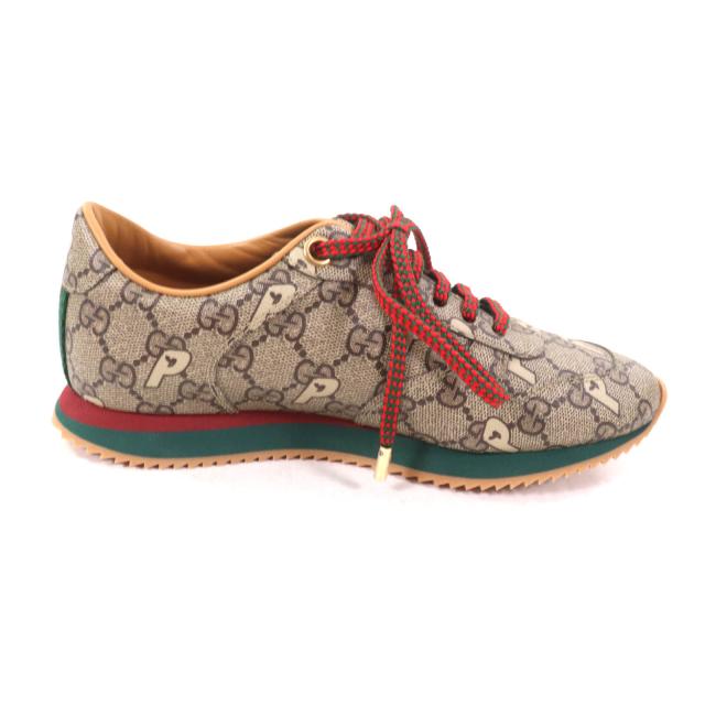 未使用品★GUCCI Palace グッチ パレス 727940 GGスプリーム GG-P ロゴ金具付 レースアップ スニーカー ブラウン 35 箱・袋付 レディース_5