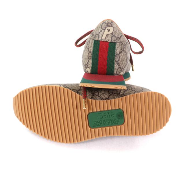 未使用品★GUCCI Palace グッチ パレス 727940 GGスプリーム GG-P ロゴ金具付 レースアップ スニーカー ブラウン 35 箱・袋付 レディース_6