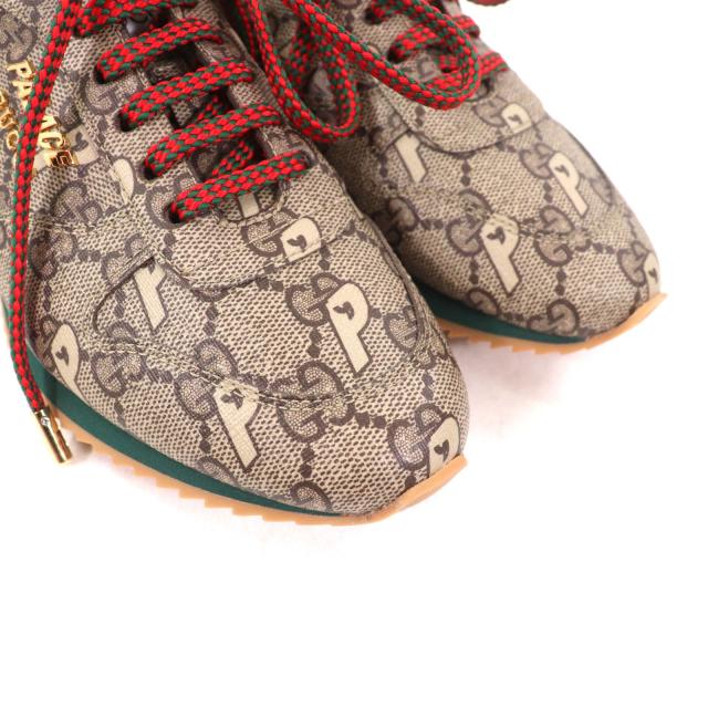 未使用品★GUCCI Palace グッチ パレス 727940 GGスプリーム GG-P ロゴ金具付 レースアップ スニーカー ブラウン 35 箱・袋付 レディース 未使用品☆GUCCI Palace グッチ パレス 727940 GGスプリーム GG-P ロゴ