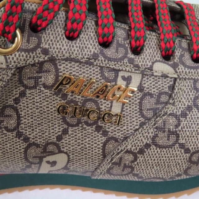 未使用品★GUCCI Palace グッチ パレス 727940 GGスプリーム GG-P ロゴ金具付 レースアップ スニーカー ブラウン 35 箱・袋付 レディース_8