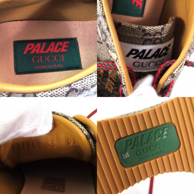 未使用品★GUCCI Palace グッチ パレス 727940 GGスプリーム GG-P ロゴ金具付 レースアップ スニーカー ブラウン 35 箱・袋付 レディース_9