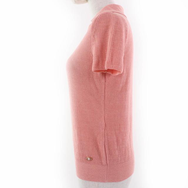 CHANEL - 【ドンドン見直し】未使用品☆CHANEL シャネル 17P P56135K07344 パールココマークパーツ 半袖 ニット ピンク 40 イタリア製 正規品 レディース ドンドン見直し】未使用品☆CHANEL シャネル 17P P56135K07344