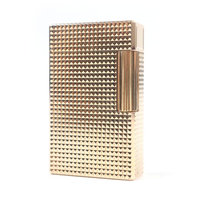 外装極美品□Dupont デュポン ライン1 ロング スクエア 喫煙具 ガスライター ピンクゴールド ケース付き フランス製 メンズ 着火不可