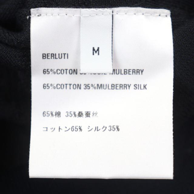 美品○BERLUTI ベルルッティ R24KRL150YWCC シルク35% カリグラフィ クルーネック セーター ニット ネイビー系 M 伊製 正規品 メンズ
