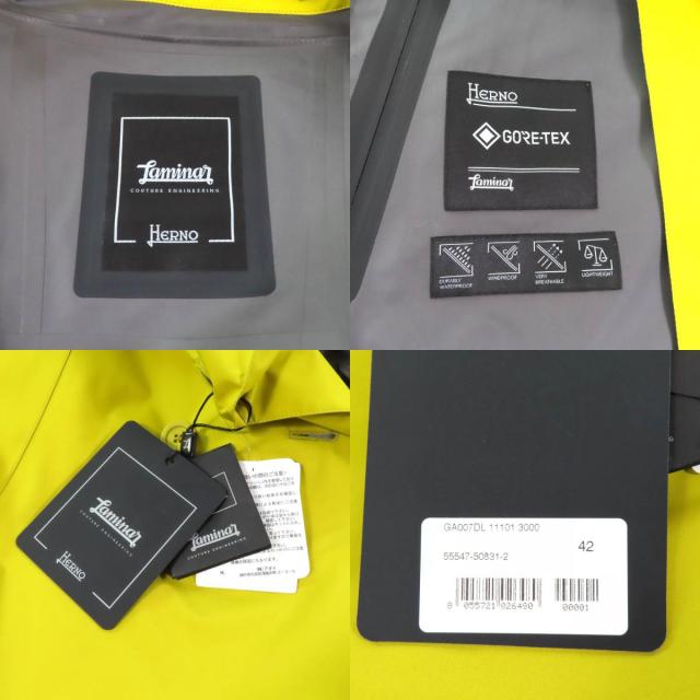 未使用品★Herno ヘルノ 2021年製 GA007DL ラミナー GORE-TEX ナイロンジャケット イエロー 42 伊製 正規品 レディース_7