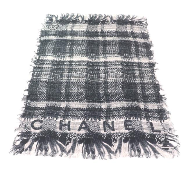 美品☆CHANEL シャネル シルク100％ ロゴデザイン ココマーク ツイード  