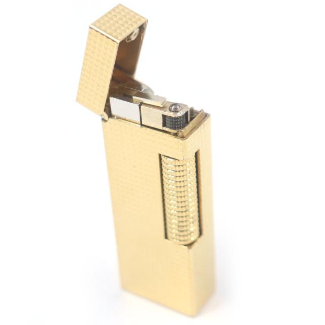 外装美品□Dunhill ダンヒル ダイヤモンド柄 スクエア型 ローラー式 喫煙具 ガスライター ゴールド スイス製 メンズ レディース 着火不可_2