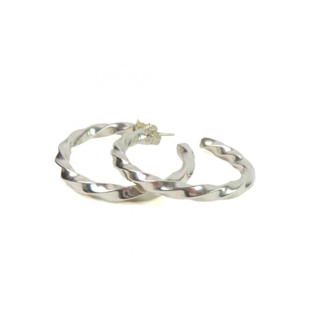 良品★TIFFANY&amp;Co. ティファニー ボリュームツイストエッジ フープピアス アクセサリー SV925 シルバー 重量16.7g レディース
