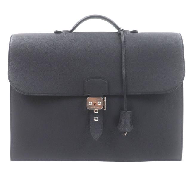 未使用品▼HERMES エルメス サックアデペッシュ38 トゴ シルバー金具 レザー ブリーフケース ブラック K刻印 箱・保存袋付き メンズ