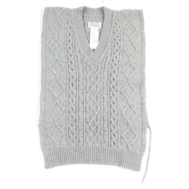 極美品○Maison Margiela 1 メゾンマルジェラ1 21AW S51TH0085 アイコンステッチ Vネック ポンチョスタイル ニットベスト M 正規 メンズ