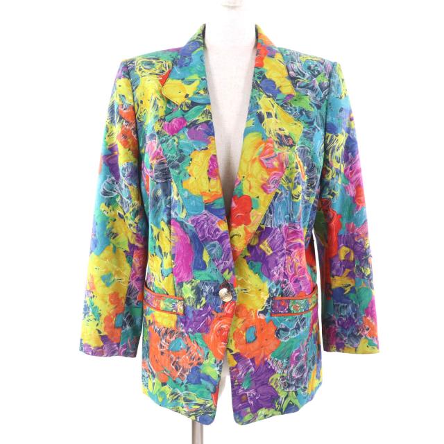 レオナール FASHION 美品 テーラードジャケット 花柄 総柄 大きい