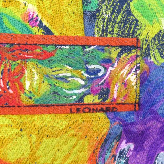 極美品★LEONARD FASHION レオナール ファッション シルク100％ ロゴ金ボタン付 花柄 テーラードジャケット マルチ 11 レディース_6