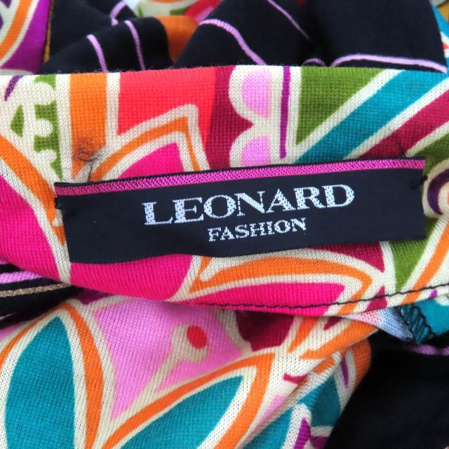 極美品★LEONARD FASHION レオナール ファッション 0340922 ウール100％ ペイズリー柄 ハイネック 半袖 ロングワンピース マルチ 4_6