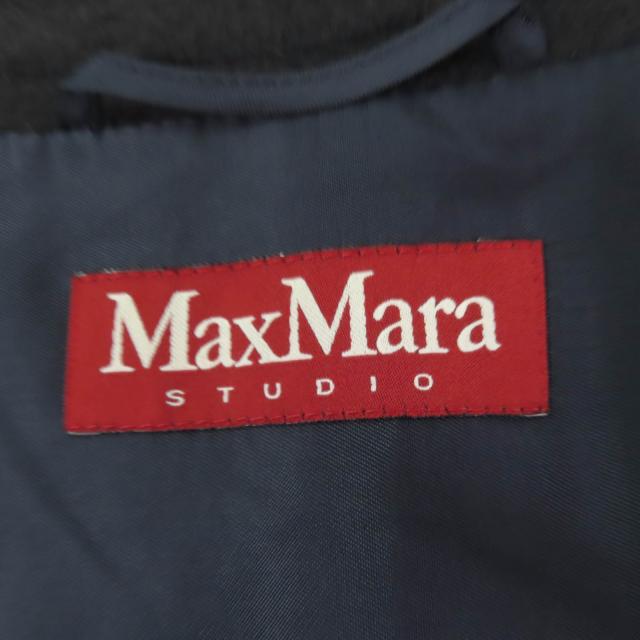 美品☆MaxMara STUDIO マックスマーラ ステュディオ バージンウール100％ スタンドカラー コート チャコールグレー 36 正規品 レディース_5