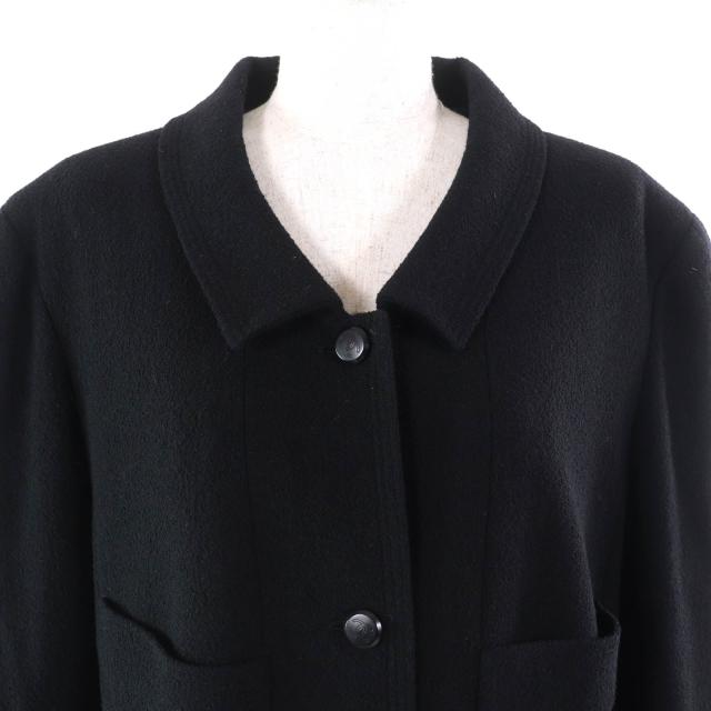 極美品△CHANEL シャネル ヴィンテージ 98A P11506 ウール ココマークボタン ウールツイードジャケット スカート セットアップ 黒 希少48_3
