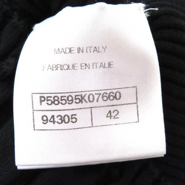 美品△CHANEL シャネル P58595 コットン ココマーク金具 総織柄 半袖 ニット ワンピース ブラック 42 フランス製 正規品 レディース_6