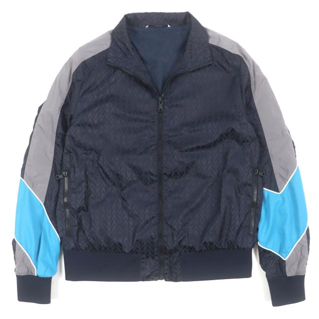 極美品▼VALENTINO ヴァレンティノ 2021年製 Vロゴ総柄 WZIPUP ナイロンジャケット ブルゾン ネイビー 48 イタリア製 正規品 メンズ