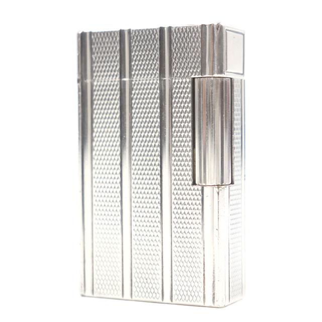 外装良品□Dupont デュポン ライン1 ロング ダイヤモンド ストライプ柄 スクエア ガスライター シルバー フランス製 メンズ 着火不可 18,480円