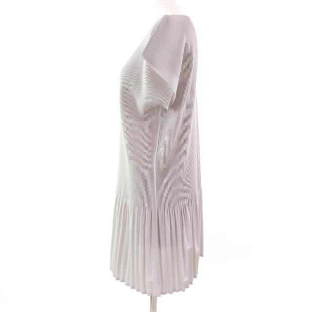 極美品★PLEATS PLEASE プリーツプリーズ イッセイミヤケ PP31-FT275 切替デザイン プリーツ 半袖 ワンピース チュニック ライトグレー 3 日本製 正規品 レディース 極美品☆PLEATS PLEASE プリーツプリーズ イッセイミヤケ PP31-FT275