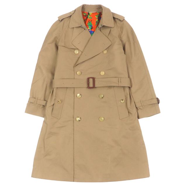 美品▼GUCCI グッチ 452368 バックタイガー刺繍 裏地シルク100% ロゴ入りボタン トレンチコート ベージュ 46 イタリア製 正規品 メンズ