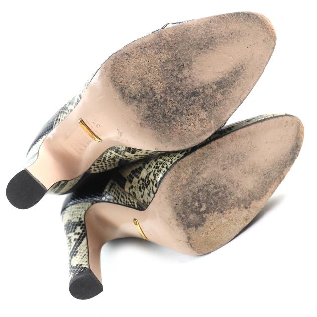 美品△GUCCI グッチ 699416 パイソン柄 サイドジップ レザー ロングブーツ ハイヒール ベージュ ブラック 37 イタリア製 レディース 美品△GUCCI グッチ 699416 パイソン柄 サイドジップ レザー ロング