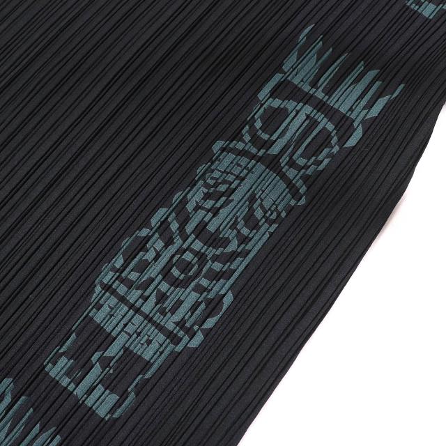 極美品△PLEATS PLEASE プリーツプリーズ イッセイミヤケ PP91-JK785 トーテムポール フレンチスリーブ ワンピース ブラック 3 正規品_5