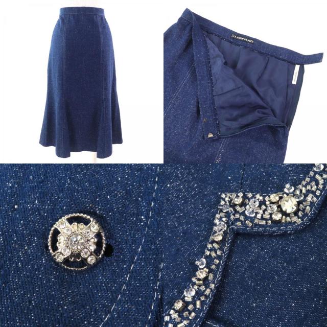 美品△LEONARD FASHION レオナール ファッション シルク100％ ロゴ刺繍