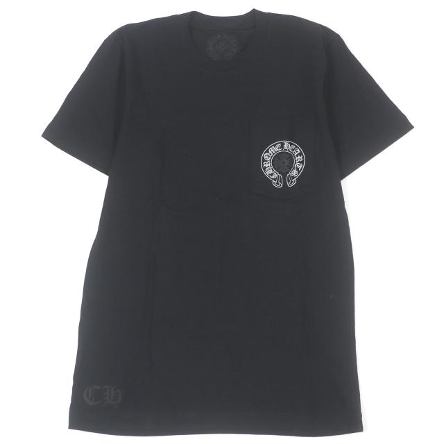 未使用品□CHROME HEARTS クロムハーツ ラスベガス限定 バックホースシューロゴプリント 半袖Ｔシャツ ブラック S USA製 メンズ