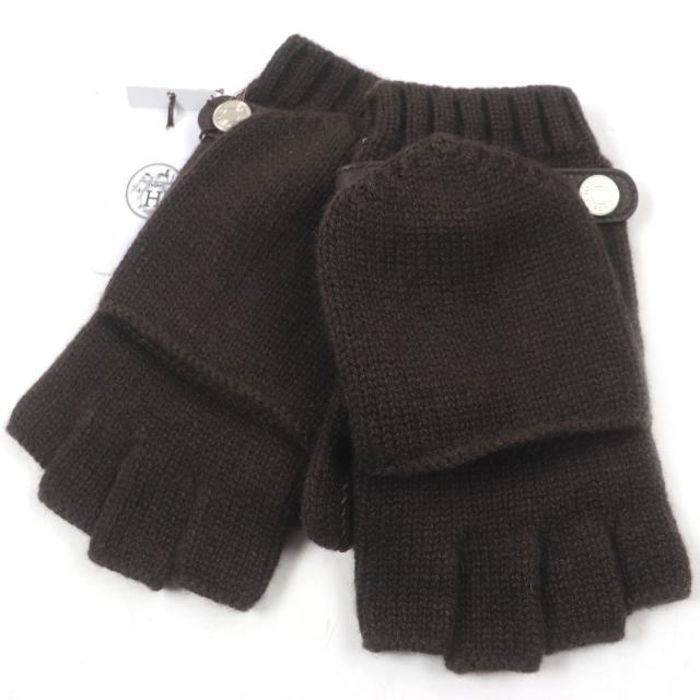 未使用品▽HERMES エルメス リオネル カシミヤ100% レザー使い