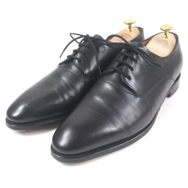 美品□John Lobb ジョンロブ ASHTON アシュトン レザー ミュージアムカーフ ドレスシューズ ブラック 7.5 箱・保存袋付き イングランド製
