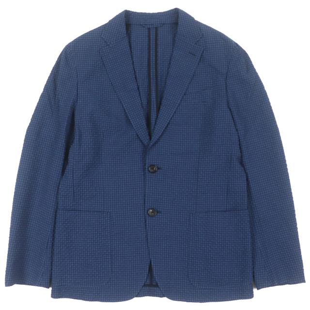 未使用品▼エルメネジルドゼニア リネン・シルク混 レザー使い サッカー生地 シングル サマージャケット 48 正規品 メンズ 定価305800円