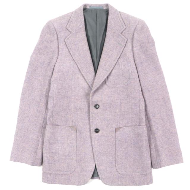 美品▼イヴサンローランリヴゴーシュ ステファノピラーティ期 ロゴ入りボタン レザー使い シングルジャケット テーラード パープル系 46