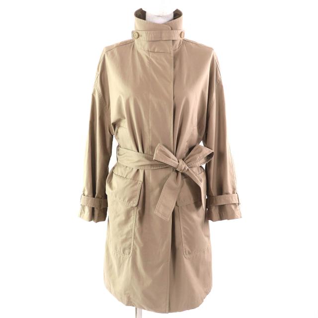 美品△Max Mara The Cube  マックスマーラ ザキューブ コットン ベルト付き スプリングコート シングルコート ベージュ 34 正規品