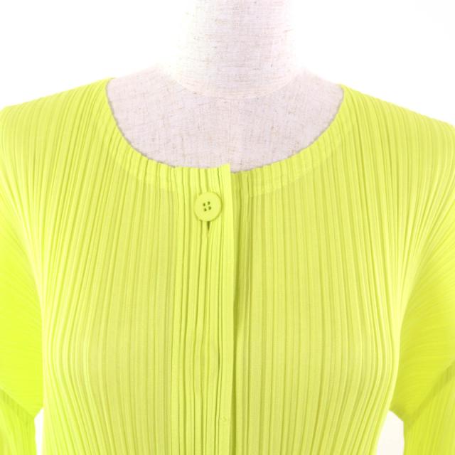美品✨PLEATS PLEASE プリーツ　スリット入り　イエロー　長袖 美品✨PLEATS PLEASE プリーツ スリット入り イエロー 長袖