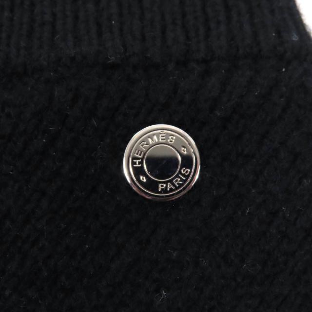 極美品★HERMES エルメス 22AW 2H2300D1 カシミヤ100％ セリエ金具付 台形 ニットスカート ブラック 34 英国製 正規品 レディース_4
