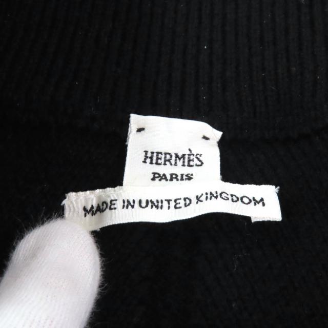 極美品★HERMES エルメス 22AW 2H2300D1 カシミヤ100％ セリエ金具付 台形 ニットスカート ブラック 34 英国製 正規品 レディース_5